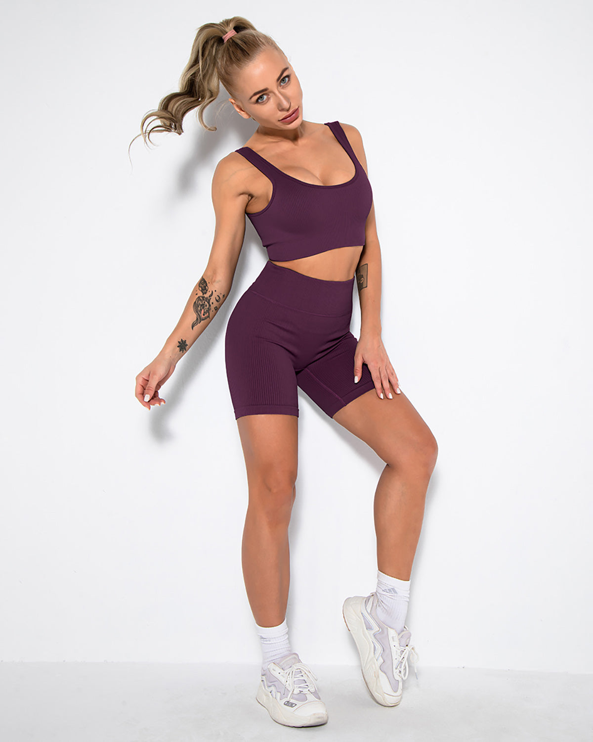 Nieve Seamless Shorts Gerippt - Lila