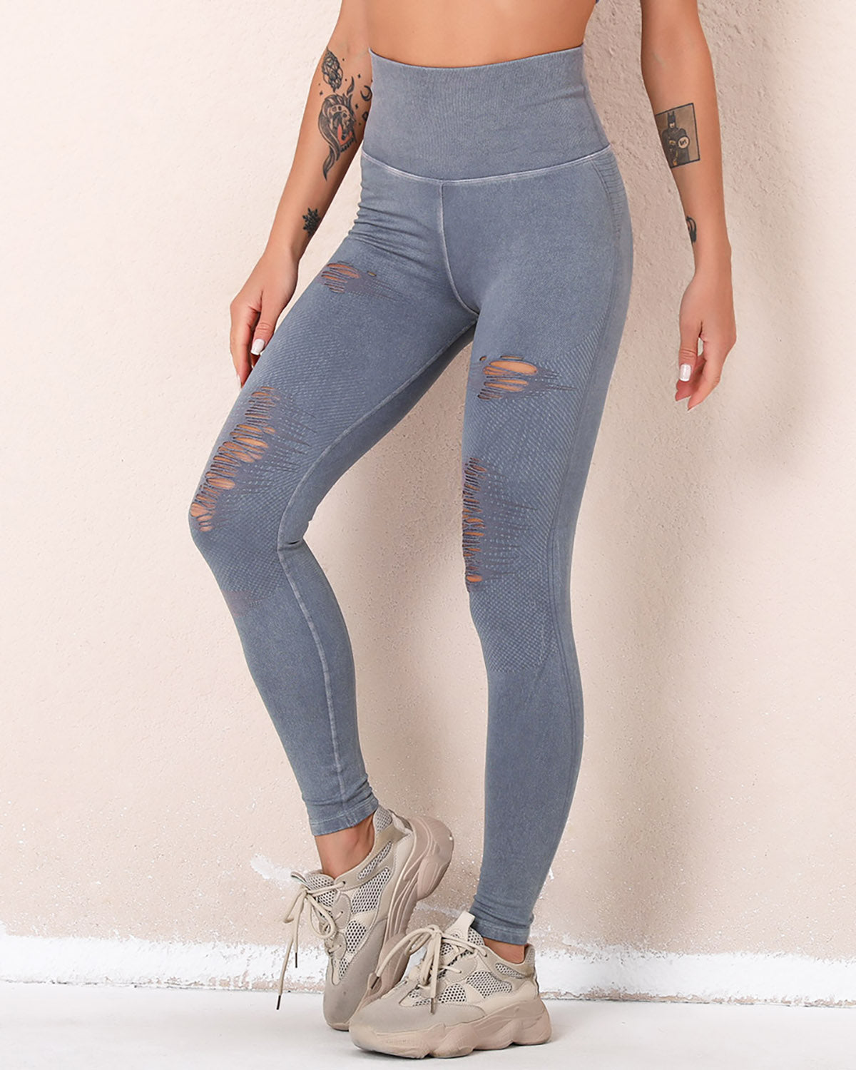 Abigail Ripped Leggings - Grau