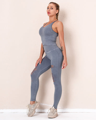 Abigail Ripped Leggings - Grau