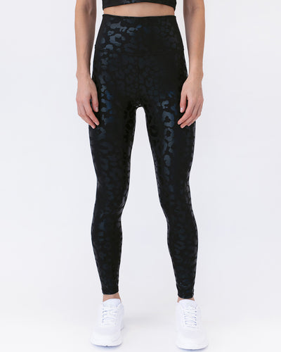 Nicola Metallic Leopard Leggings - Schwarz