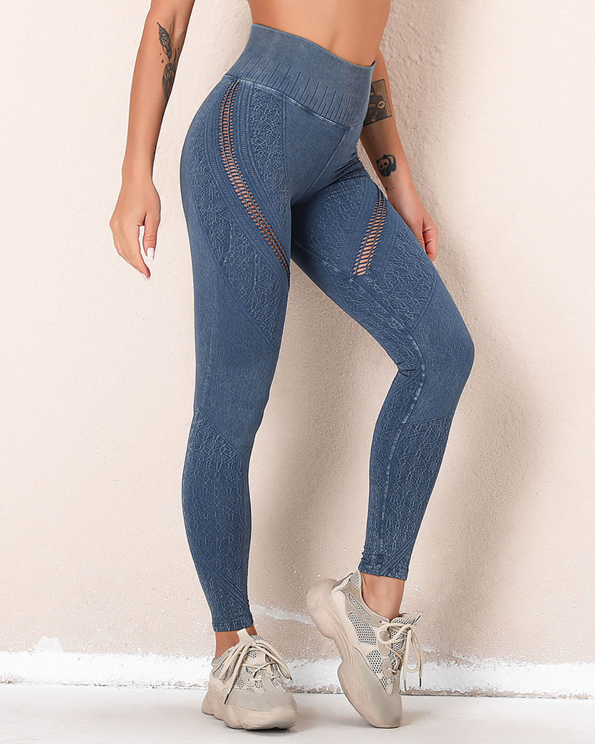 Sofia Leggings mit Aussparungen - Blau