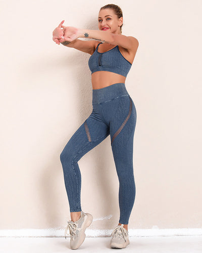 Sofia Leggings mit Aussparungen - Blau