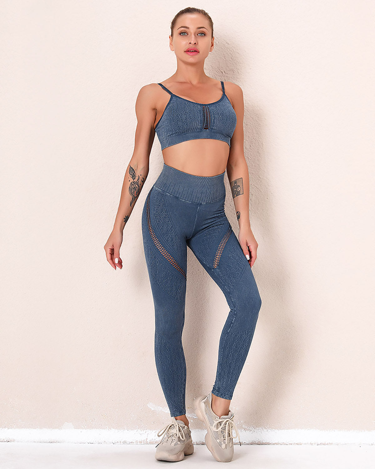 Sofia Leggings mit Aussparungen - Blau