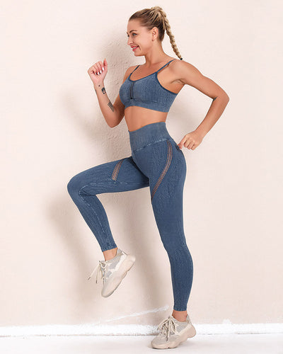 Sofia Leggings mit Aussparungen - Blau