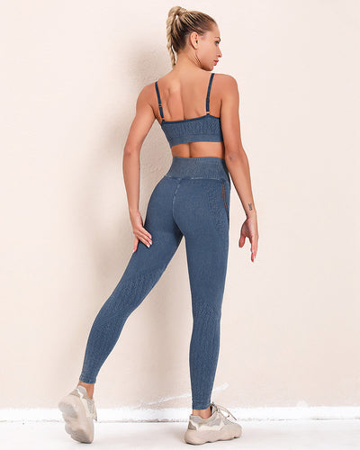 Sofia Leggings mit Aussparungen - Blau