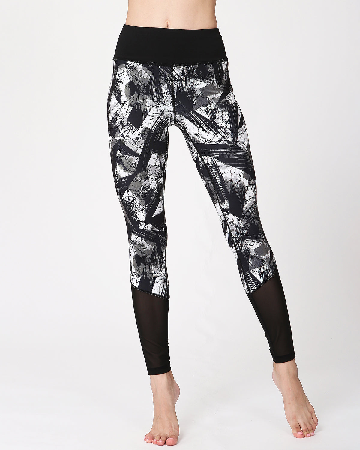 Mesh-Leggings mit abstraktem Muster