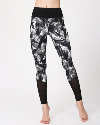 Mesh-Leggings mit abstraktem Muster