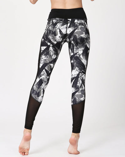 Mesh-Leggings mit abstraktem Muster