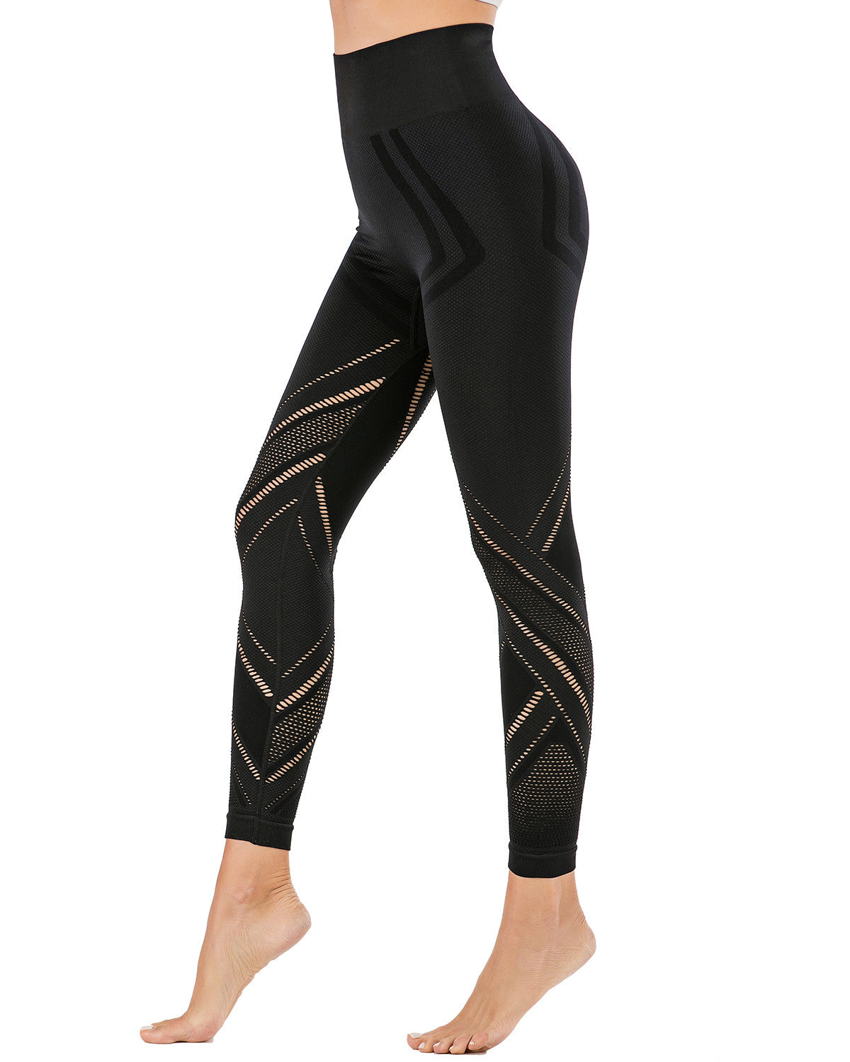 Chantele Lasercut Leggings  - Schwarz