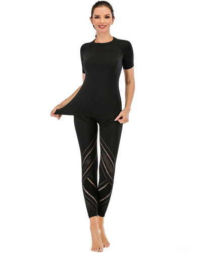 Chantele Lasercut Leggings  - Schwarz