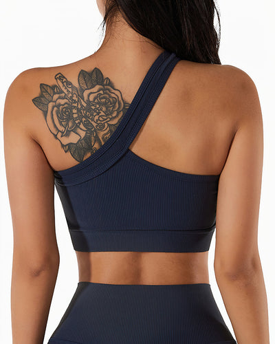Eryn One-Shoulder Sport-BH - Blau
