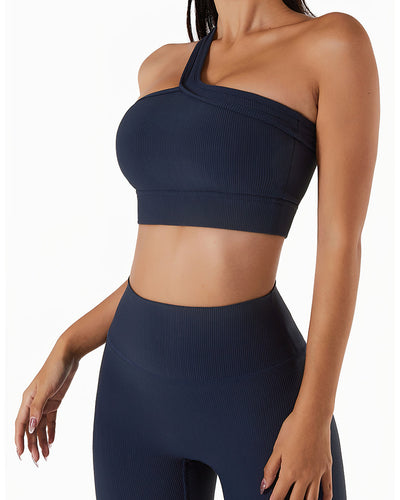 Eryn One-Shoulder Sport-BH - Blau
