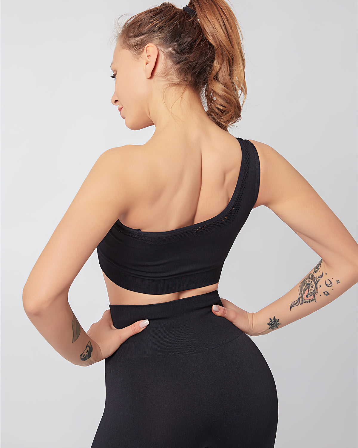 Fairen One-Shoulder Sport-BH - Schwarz