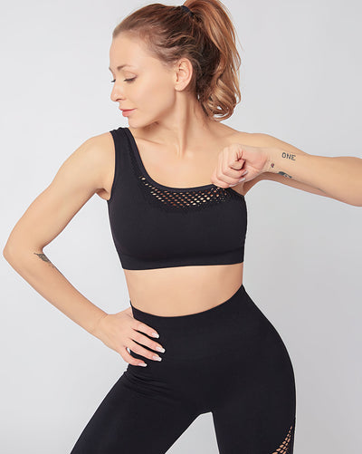 Fairen One-Shoulder Sport-BH - Schwarz