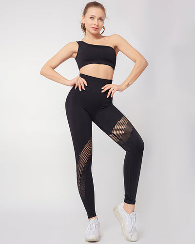 Fairen One-Shoulder Sport-BH - Schwarz