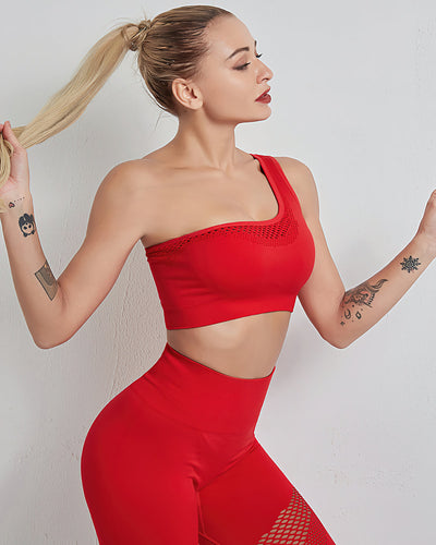 Fairen One-Shoulder Sport-BH - Rot