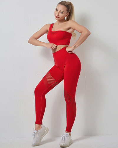 Fairen One-Shoulder Sport-BH - Rot