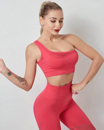 Fairen One-Shoulder Sport-BH - Pink
