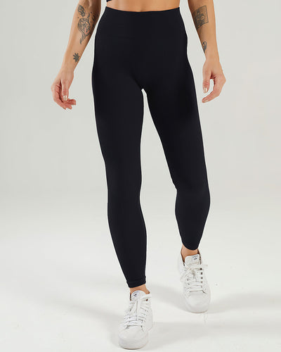 Nieve Seamless Leggings Gerippt - Schwarz