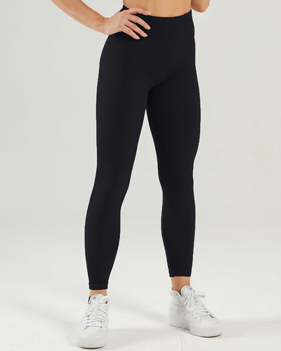 Nieve Seamless Leggings Gerippt - Schwarz