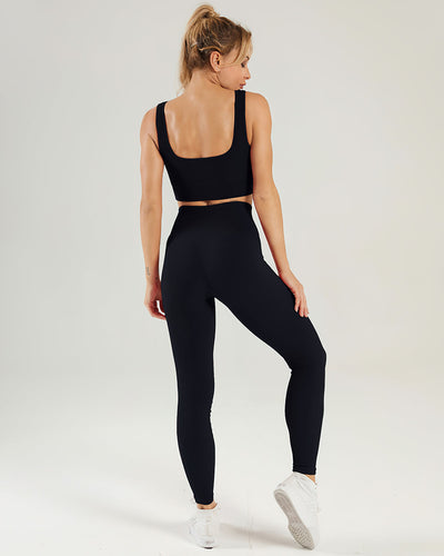 Nieve Seamless Leggings Gerippt - Schwarz