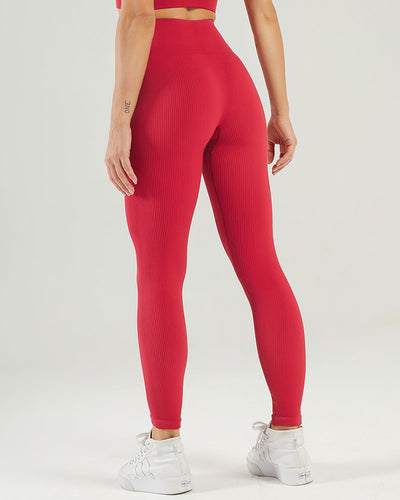 Nieve Seamless Leggings Gerippt - Hellrot