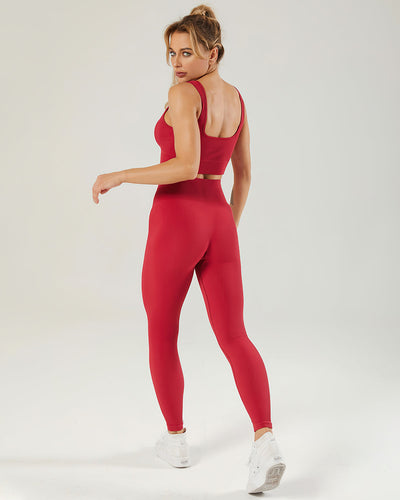 Nieve Seamless Leggings Gerippt - Hellrot