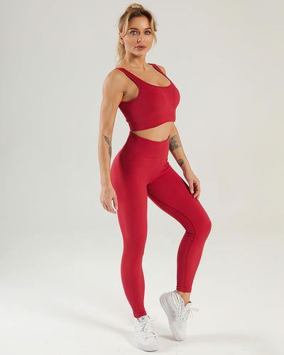Nieve Seamless Leggings Gerippt - Hellrot