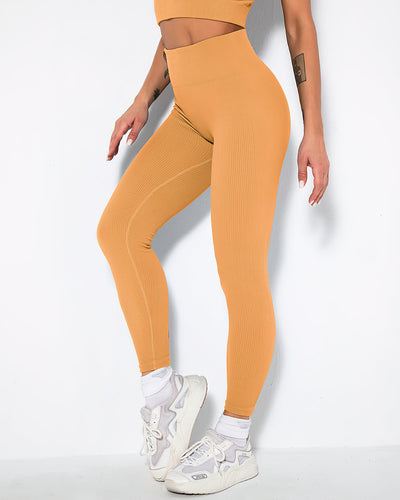 Nieve Seamless Leggings Gerippt - Ocker