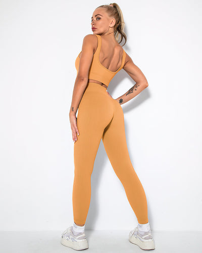 Nieve Seamless Leggings Gerippt - Ocker