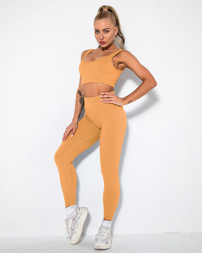 Nieve Seamless Leggings Gerippt - Ocker