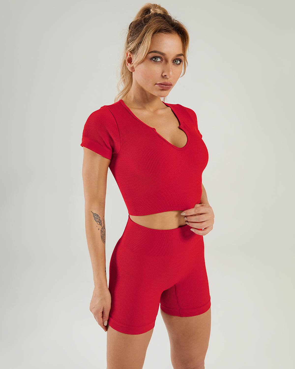Nieve Seamless Shorts Gerippt - Hellrot