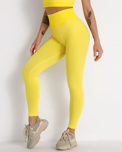 Qiara Seamless Leggings Gerippt - Gelb