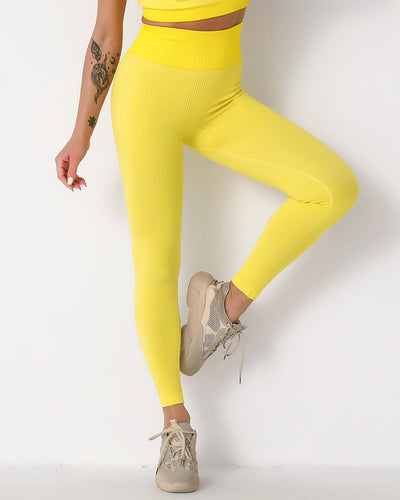 Qiara Seamless Leggings Gerippt - Gelb