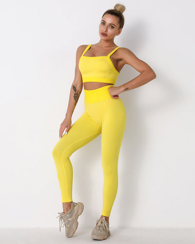 Qiara Seamless Leggings Gerippt - Gelb