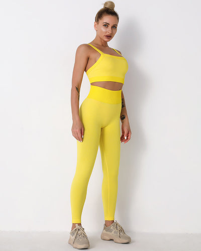 Qiara Seamless Leggings Gerippt - Gelb