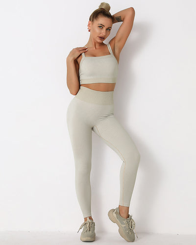 Qiara Seamless Leggings Gerippt - Khaki