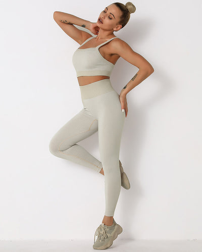 Qiara Seamless Leggings Gerippt - Khaki
