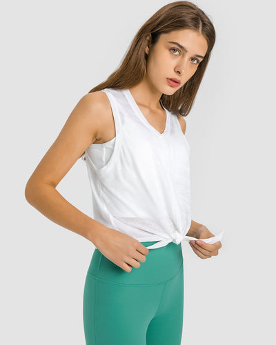 Quinci Fitness-Top mit Knotendetail - Weiß