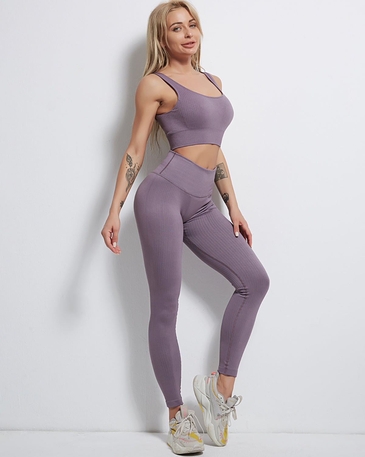 Rozy Seamless Leggings Gerippt - Lila