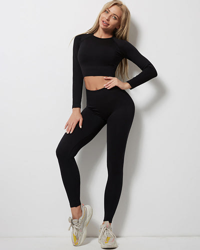 Rozy Long Sleeve Gerippt - Schwarz