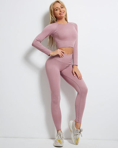 Rozy Long Sleeve Gerippt - Rose