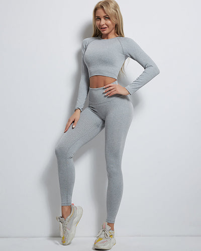 Rozy Long Sleeve Gerippt - Grau